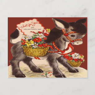 Carte de la Saint-Valentin Âne Rétro Vintage