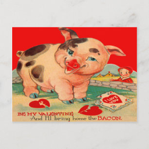 Carte de la Saint-Valentin au bacon de porc rétro