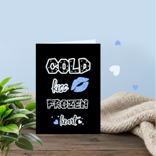 Carte de la Saint-Valentin au baiser froid et cœur