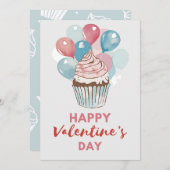 Carte de la Saint-Valentin au ballons d'aquarelle (Devant / Derrière)