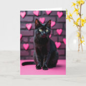 Carte de la Saint-Valentin au chat noir (Fleur jaune)