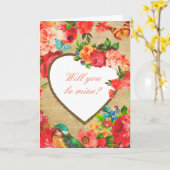 Carte de la Saint-Valentin au cœur floral doux (Fleur jaune)