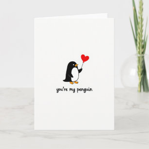 Carte de la Saint-Valentin au Manchot Mignon