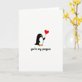 Carte de la Saint-Valentin au Manchot Mignon (Fleur jaune)