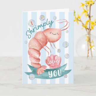 Carte de la Saint-Valentin aux crevettes mignonnes
