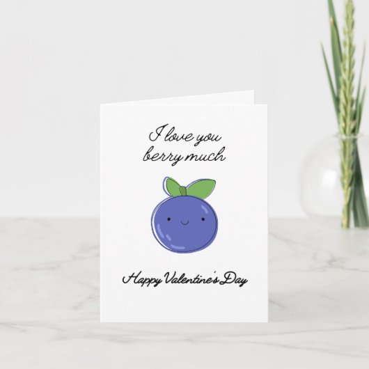 Carte de la Saint-Valentin aux myrtilles mignonne (Devant)