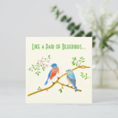 Carte de la Saint-Valentin aux oiseaux bleus jaune (Debout devant)