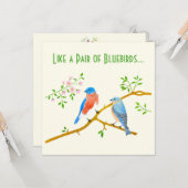 Carte de la Saint-Valentin aux oiseaux bleus jaune (Devant/Arrière en situation)