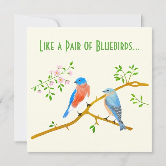 Carte de la Saint-Valentin aux oiseaux bleus jaune (Devant)