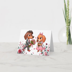 Carte de la Saint-Valentin aux roses teckel