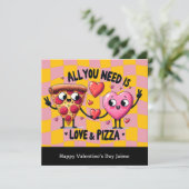 Carte de la Saint-Valentin avec amour pour la pizz (Debout devant)