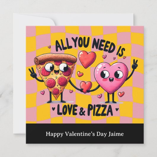 Carte de la Saint-Valentin avec amour pour la pizz (Devant)