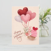 Carte de la Saint-Valentin avec ballons en forme d (Debout devant)