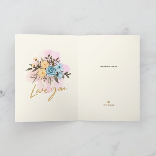 Carte de la Saint-Valentin avec bouquet de fleurs (Intérieur)