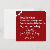 Carte de la Saint-Valentin avec citation d'amour i (Devant / Derrière)