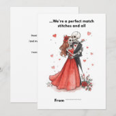 Carte de la Saint-Valentin avec cœur cousu et coup (Devant / Derrière)