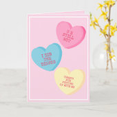 Carte de la Saint-Valentin avec coeurs de bonbons  (Fleur jaune)