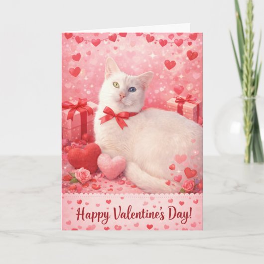Carte de la Saint-Valentin avec coeurs et chat bla (Devant)