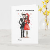 Carte de la Saint-Valentin avec couple de squelett (Fleur jaune)