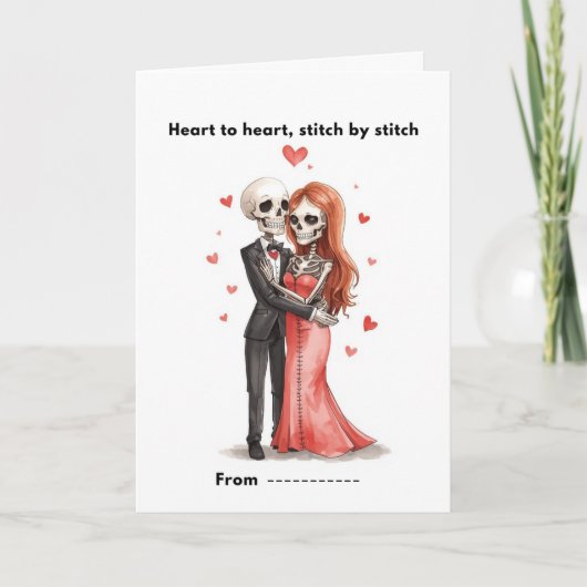 Carte de la Saint-Valentin avec couple de squelett (Devant)