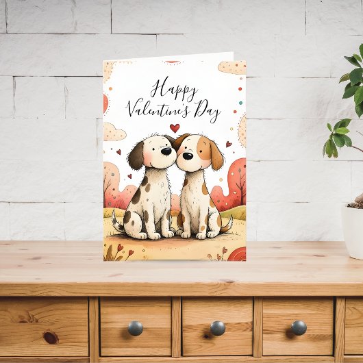Carte de la Saint-Valentin avec de mignons chiens