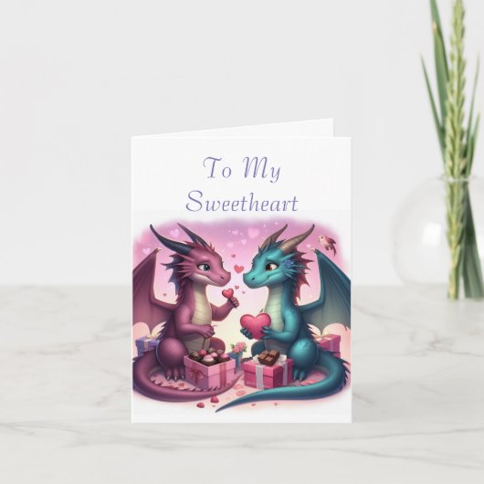Carte de la Saint-Valentin avec de mignons dragons (Devant)