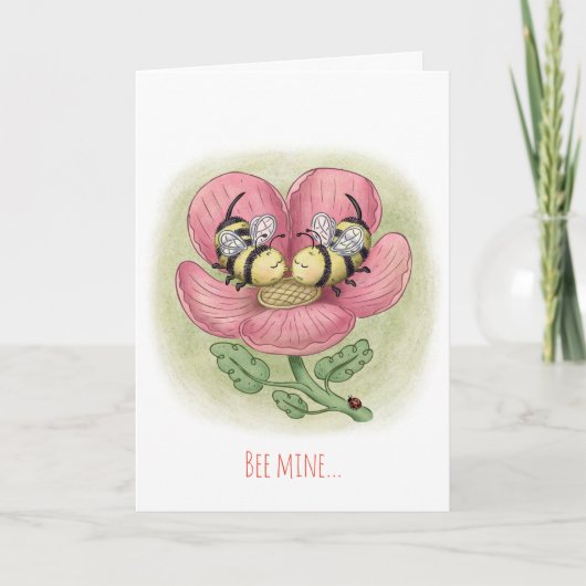 Carte de la Saint-Valentin avec des abeilles qui s (Devant)