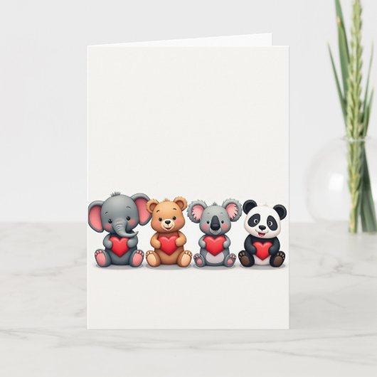 Carte de la Saint-Valentin avec des amis animaux m (Devant)