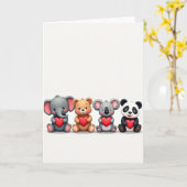Carte de la Saint-Valentin avec des amis animaux m (Fleur jaune)