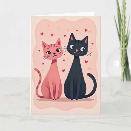 Carte de la Saint-Valentin avec des chats mignons (Devant)
