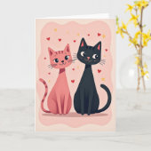 Carte de la Saint-Valentin avec des chats mignons (Fleur jaune)