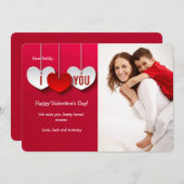 Carte de la Saint-Valentin avec photo de coeurs "J (Devant / Derrière)