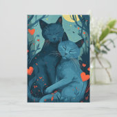 carte de la Saint-Valentin avec un chat bleu russe (Debout devant)