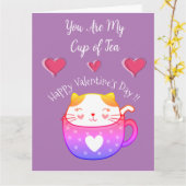 Carte de la Saint-Valentin avec un chat dans une t (Fleur jaune)