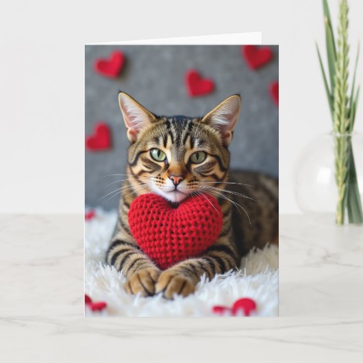 Carte de la Saint-Valentin avec un chat mignon et (Devant)