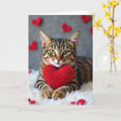 Carte de la Saint-Valentin avec un chat mignon et (Fleur jaune)