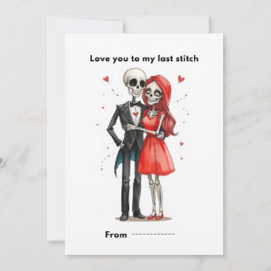 Carte de la Saint-Valentin avec un cœur cousu pour