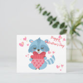 Carte de la Saint-Valentin avec un joli raton lave (Debout devant)