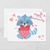 Carte de la Saint-Valentin avec un joli raton lave (Devant / Derrière)