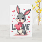 Carte de la Saint-Valentin avec un Lapin Mignon (Fleur jaune)