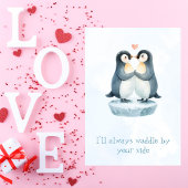 Carte de la Saint-Valentin avec un petit pingouin
