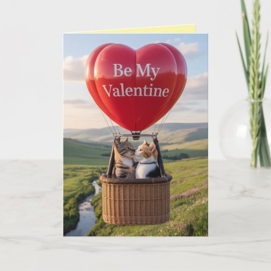 Carte de la Saint-Valentin Ballon Chat (Devant)