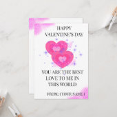 Carte de la Saint-Valentin blanche avec deux cœurs (Devant/Arrière en situation)