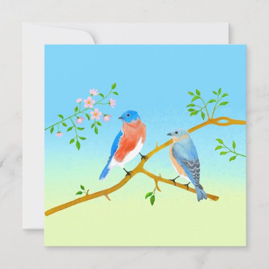 Carte de la Saint-Valentin Bluebirds Flat Bleu Cla (Devant)