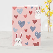 Carte de la Saint-Valentin Bunny Cute Hearts (Fleur jaune)