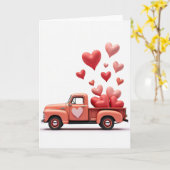 Carte de la Saint-Valentin Camion Coeurs (Fleur jaune)