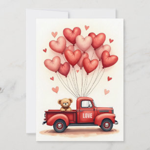Carte de la Saint-Valentin Camion Ourson Mignon