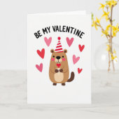 Carte de la Saint-Valentin Castor Sois Mienne (Fleur jaune)