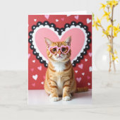 Carte de la Saint-Valentin Chat Mignon Cœur (Fleur jaune)