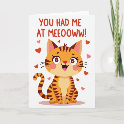 Carte de la Saint-Valentin Chat Mignon Meow (Devant)